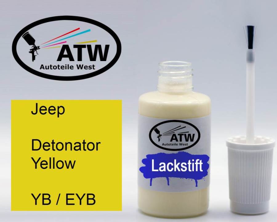 Jeep, Detonator Yellow, YB / EYB: 20ml Lackstift, von ATW Autoteile West.